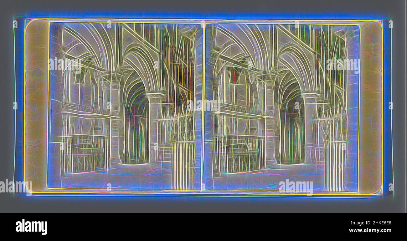 Inspiré par l'intérieur de la cathédrale de Canterbury avec la tombe d'Edward de Woodstock, Kathedraal van Canterbury, c. 1850 - c. 1880, imprimé albumine, hauteur 84 mm × largeur 172 mm, repensé par Artotop. L'art classique réinventé avec une touche moderne. Conception de lumière chaleureuse et gaie, de luminosité et de rayonnement de lumière. La photographie s'inspire du surréalisme et du futurisme, embrassant l'énergie dynamique de la technologie moderne, du mouvement, de la vitesse et révolutionne la culture Banque D'Images