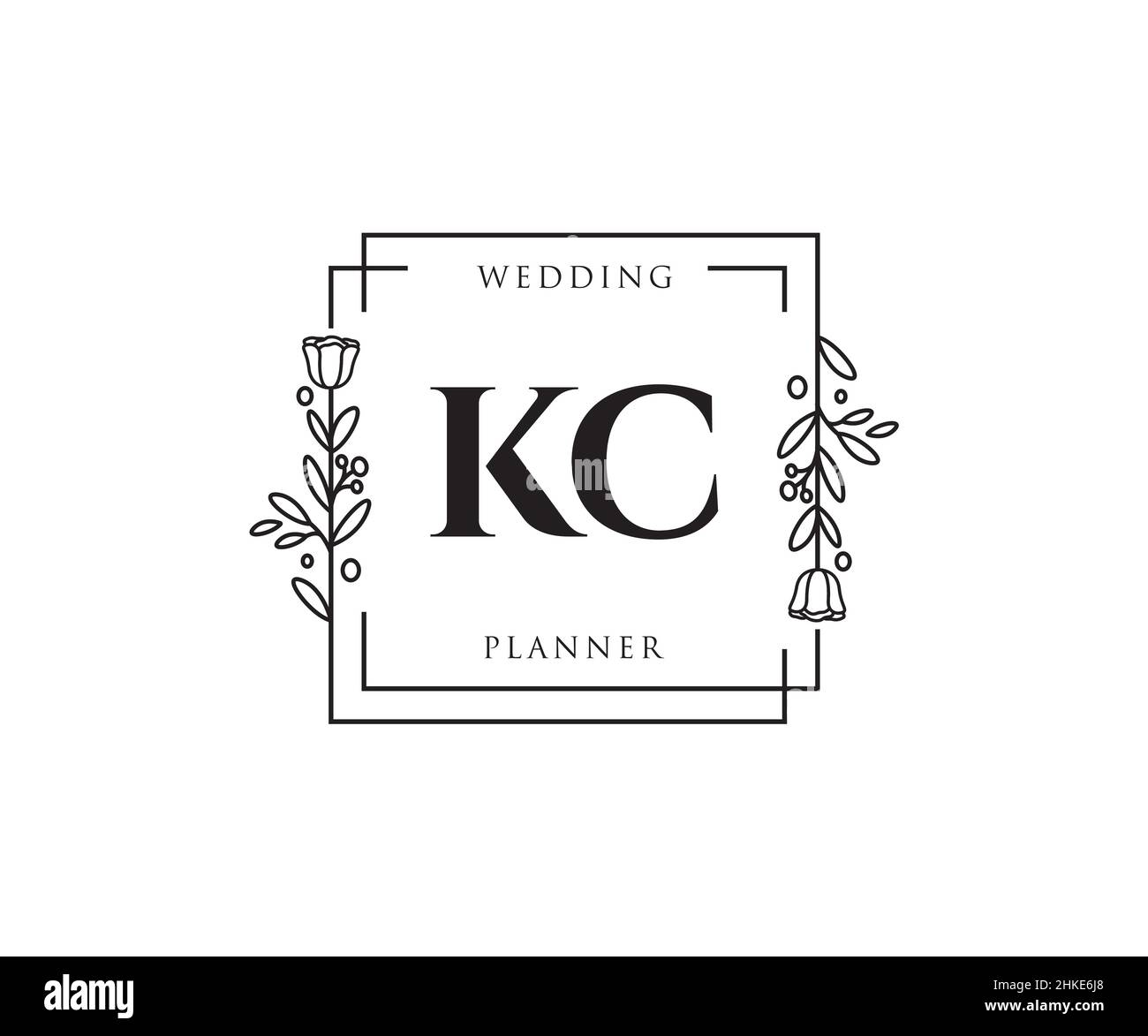 Logo KC féminin.Utilisable pour les logos nature, salon, Spa, cosmétique et Beauté.Elément de modèle de logo Flat Vector. Illustration de Vecteur