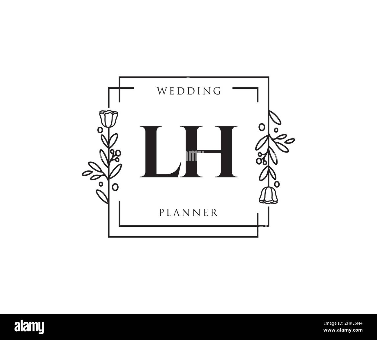 Logo LH féminin.Utilisable pour les logos nature, salon, Spa, cosmétique et Beauté.Elément de modèle de logo Flat Vector. Illustration de Vecteur