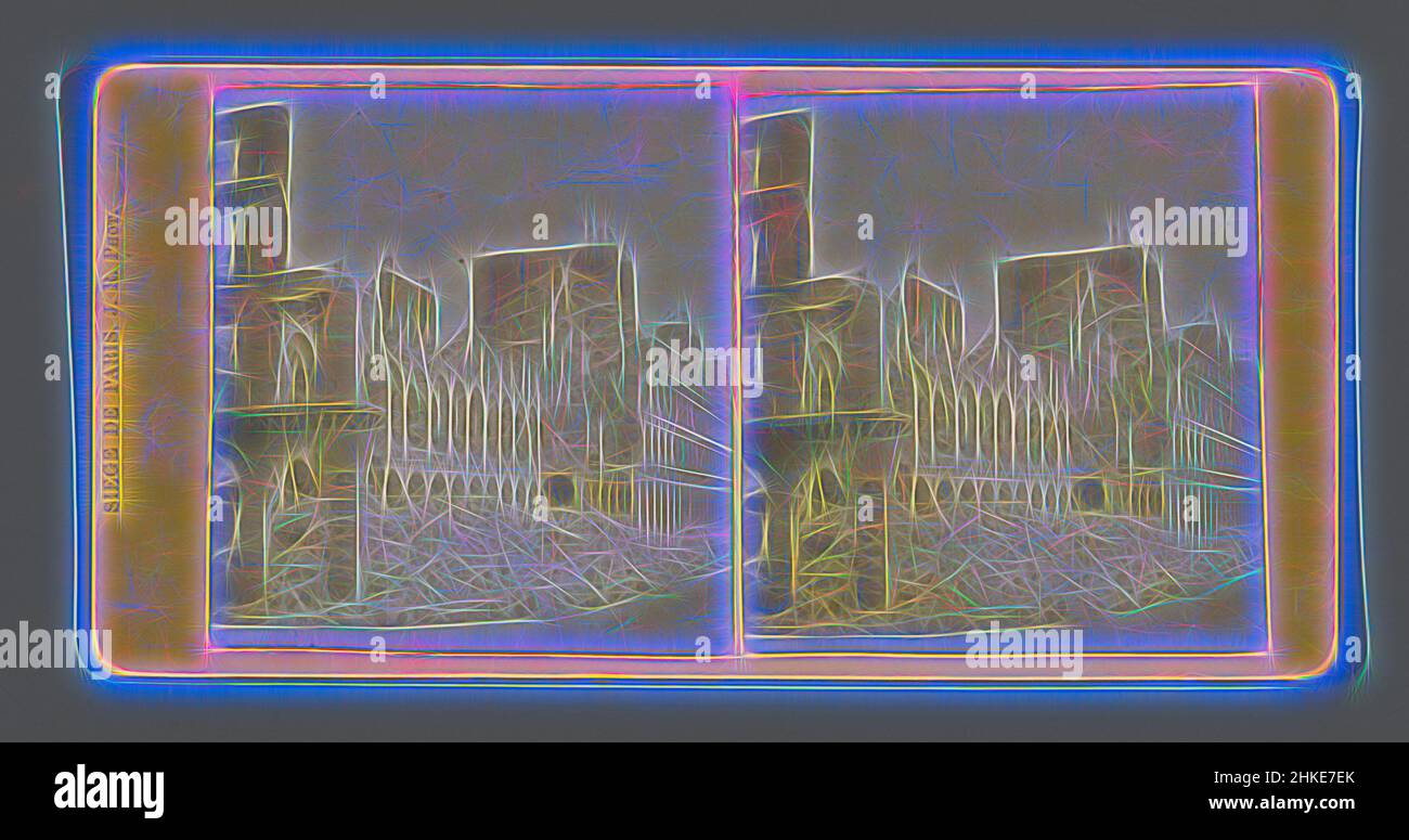 Inspiré par les ruines du ministère des Finances à Paris, siège de Paris, JR, Paris, c. Mai-1871, imprimé albumine, hauteur 85 mm × largeur 170 mm, réimaginé par Artotop. L'art classique réinventé avec une touche moderne. Conception de lumière chaleureuse et gaie, de luminosité et de rayonnement de lumière. La photographie s'inspire du surréalisme et du futurisme, embrassant l'énergie dynamique de la technologie moderne, du mouvement, de la vitesse et révolutionne la culture Banque D'Images