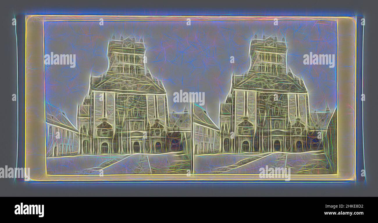 Inspiré par la façade de l'abbaye bénédictine de St Matthias à Trèves, Trèves, c. 1860 - c. 1880, imprimé albumine, hauteur 85 mm × largeur 170 mm, repensé par Artotop. L'art classique réinventé avec une touche moderne. Conception de lumière chaleureuse et gaie, de luminosité et de rayonnement de lumière. La photographie s'inspire du surréalisme et du futurisme, embrassant l'énergie dynamique de la technologie moderne, du mouvement, de la vitesse et révolutionne la culture Banque D'Images