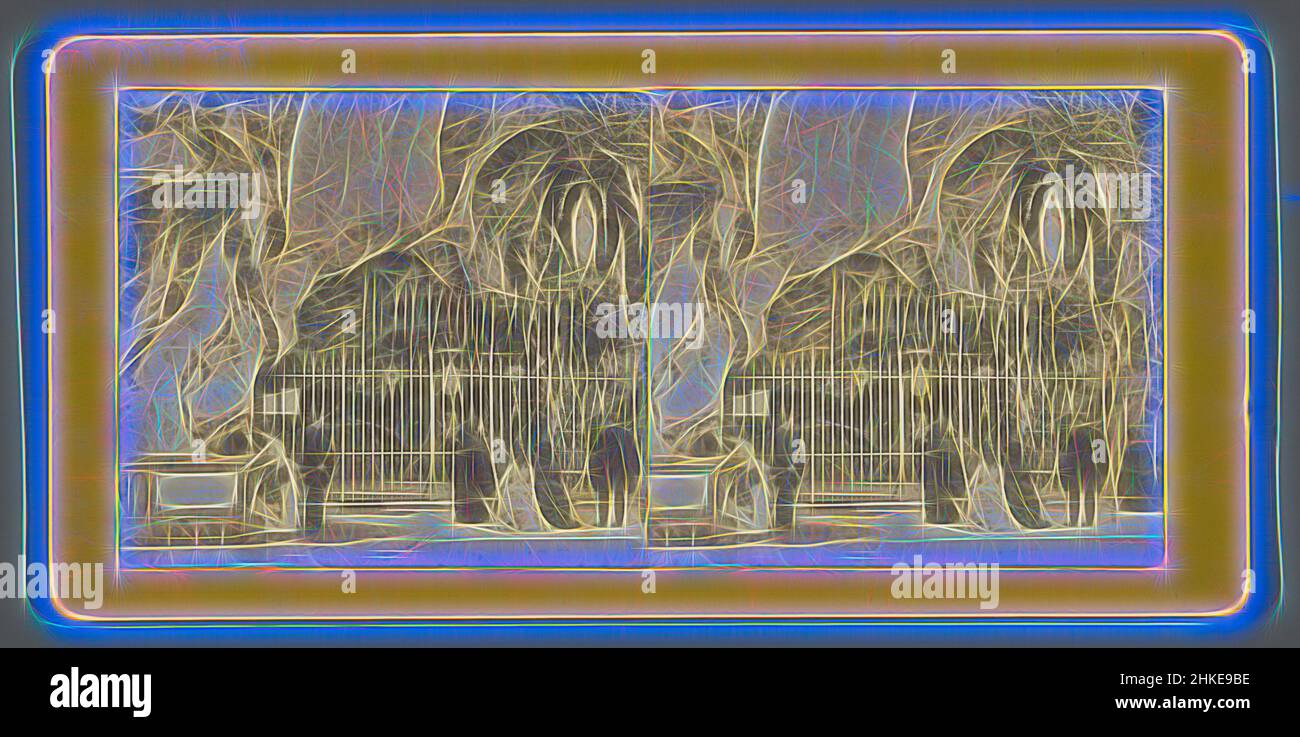 Inspiré par la grotte de Massabielle à Lourdes, Provost Père et fils, Lourdes, c. 1860 - c. 1880, imprimé albumine, hauteur 85 mm × largeur 170 mm, repensé par Artotop. L'art classique réinventé avec une touche moderne. Conception de lumière chaleureuse et gaie, de luminosité et de rayonnement de lumière. La photographie s'inspire du surréalisme et du futurisme, embrassant l'énergie dynamique de la technologie moderne, du mouvement, de la vitesse et révolutionne la culture Banque D'Images