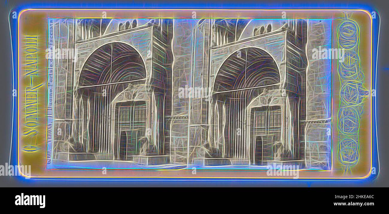 Inspiré par la vue du portail de la cathédrale de Vérone, VÉRONE, il Duomo, Portale della facciata, Giorgio Sommer, Vérone, c. 1860 - c. 1880, imprimé albumine, hauteur 85 mm × largeur 178 mm, repensé par Artotop. L'art classique réinventé avec une touche moderne. Conception de lumière chaleureuse et gaie, de luminosité et de rayonnement de lumière. La photographie s'inspire du surréalisme et du futurisme, embrassant l'énergie dynamique de la technologie moderne, du mouvement, de la vitesse et révolutionne la culture Banque D'Images