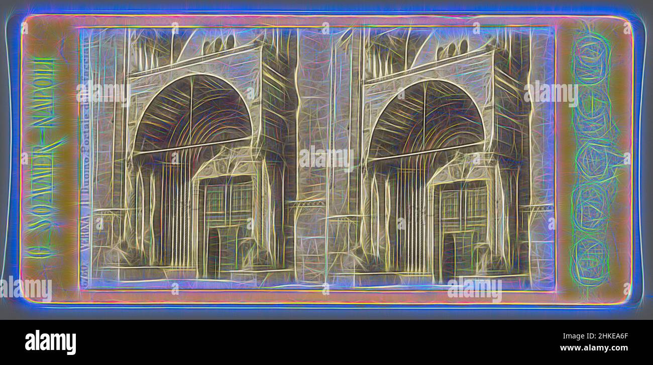 Inspiré par la vue du portail de la cathédrale de Vérone, VÉRONE, il Duomo, Portale della facciata, Giorgio Sommer, Vérone, c. 1860 - c. 1880, imprimé albumine, hauteur 84 mm × largeur 178 mm, repensé par Artotop. L'art classique réinventé avec une touche moderne. Conception de lumière chaleureuse et gaie, de luminosité et de rayonnement de lumière. La photographie s'inspire du surréalisme et du futurisme, embrassant l'énergie dynamique de la technologie moderne, du mouvement, de la vitesse et révolutionne la culture Banque D'Images