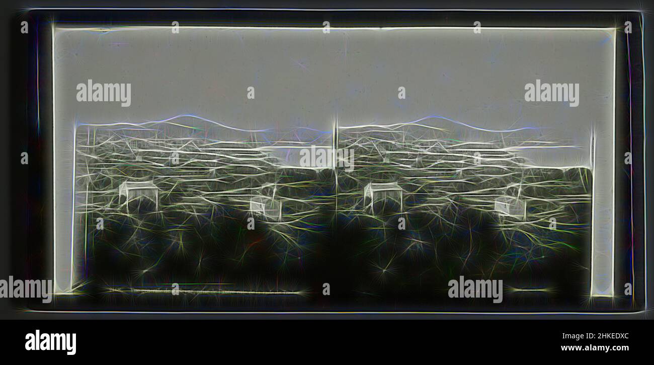 Inspiré par la vue de la Seyne-sur-Mer, vue de Toulon, France, vue générale de la Seyne, levier de l'autre côté de la rade de Toulon, Ferrier Père-fils et Soulier, Claude-Marie Ferrier, Toulon, 1860 - 1870, verre, Zegel rand :, lame, hauteur 83 mm × largeur 170 mm, réimaginé par Artotop. L'art classique réinventé avec une touche moderne. Conception de lumière chaleureuse et gaie, de luminosité et de rayonnement de lumière. La photographie s'inspire du surréalisme et du futurisme, embrassant l'énergie dynamique de la technologie moderne, du mouvement, de la vitesse et révolutionne la culture Banque D'Images