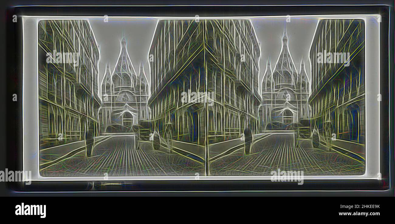 Inspiré par la vue de la Cathédrale Saint-Alexandre Nevsky à Paris, France, Eglise russe à Paris, Paris, 1856 - 1890, verre, zegel rand :, Lame, hauteur 84 mm × largeur 170 mm, revisitée par Artotop. L'art classique réinventé avec une touche moderne. Conception de lumière chaleureuse et gaie, de luminosité et de rayonnement de lumière. La photographie s'inspire du surréalisme et du futurisme, embrassant l'énergie dynamique de la technologie moderne, du mouvement, de la vitesse et révolutionne la culture Banque D'Images