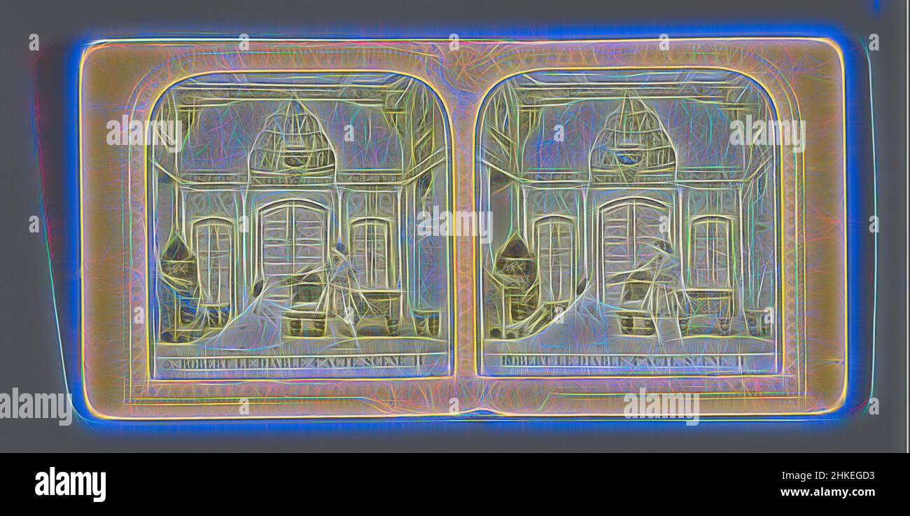 Inspiré par le quatrième acte, deuxième scène de Robert le Diable, Robert le Diable, 4me acte, scène II, les théâtres Paris, Charles Dauvois, éditeur: Adolphe Block, Paris, 1873 - 1874, papier, Imprimé albumine, perforé, hauteur 87 mm × largeur 178 mm, réimaginé par Artotop. L'art classique réinventé avec une touche moderne. Conception de lumière chaleureuse et gaie, de luminosité et de rayonnement de lumière. La photographie s'inspire du surréalisme et du futurisme, embrassant l'énergie dynamique de la technologie moderne, du mouvement, de la vitesse et révolutionne la culture Banque D'Images