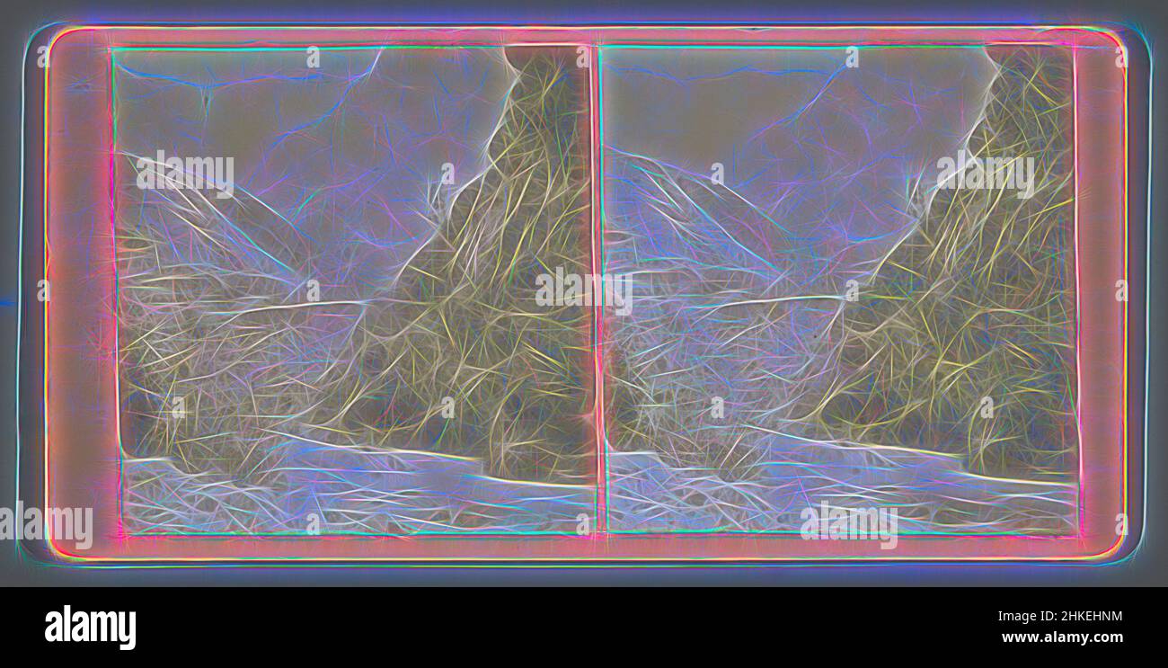 Inspiré par Weber River coule à travers Devil's Gate, Utah, Devil's Gate, décor de l'Union Pacific Railroad, William Henry Jackson, éditeur: Jackson Brothers, Weber River, éditeur: Omaha, 1868, papier, imprimé albumine, hauteur 86 mm × largeur 175 mm, réimaginé par Artotop. L'art classique réinventé avec une touche moderne. Conception de lumière chaleureuse et gaie, de luminosité et de rayonnement de lumière. La photographie s'inspire du surréalisme et du futurisme, embrassant l'énergie dynamique de la technologie moderne, du mouvement, de la vitesse et révolutionne la culture Banque D'Images