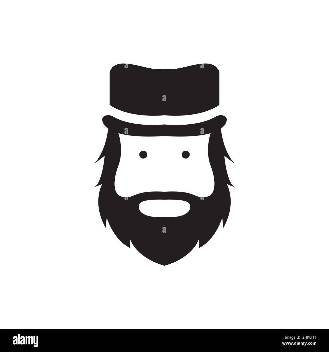 faites face à l'homme ancien avec une barbe et un chapeau logo design vecteur symbole graphique icône illustration idée créative Illustration de Vecteur