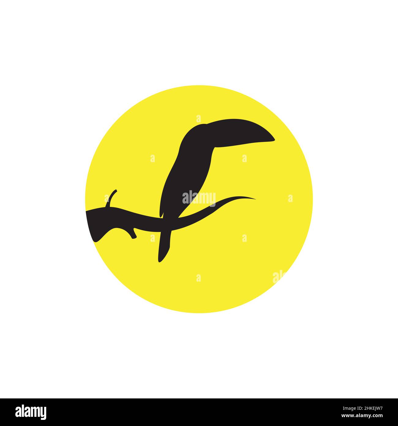 silhouette oiseau toucan avec logo coucher de soleil conception vecteur graphique symbole icône illustration idée créative Illustration de Vecteur