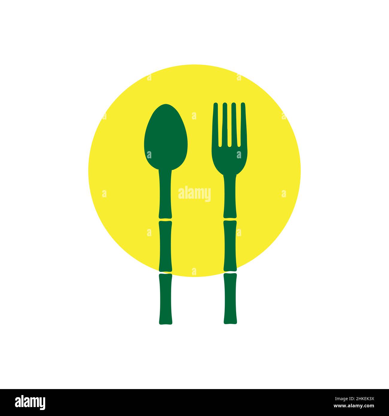 motif cuillère en bambou et fourche en bâton, symbole graphique vectoriel icône illustration idée créative Illustration de Vecteur