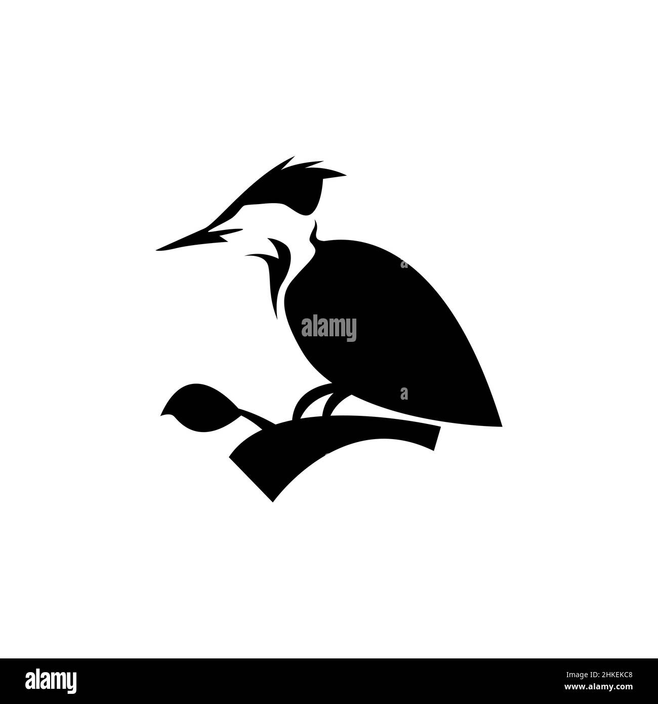 pic d'oiseau de forme isolée avec logo de branche, vecteur graphique symbole icône illustration idée créative Illustration de Vecteur