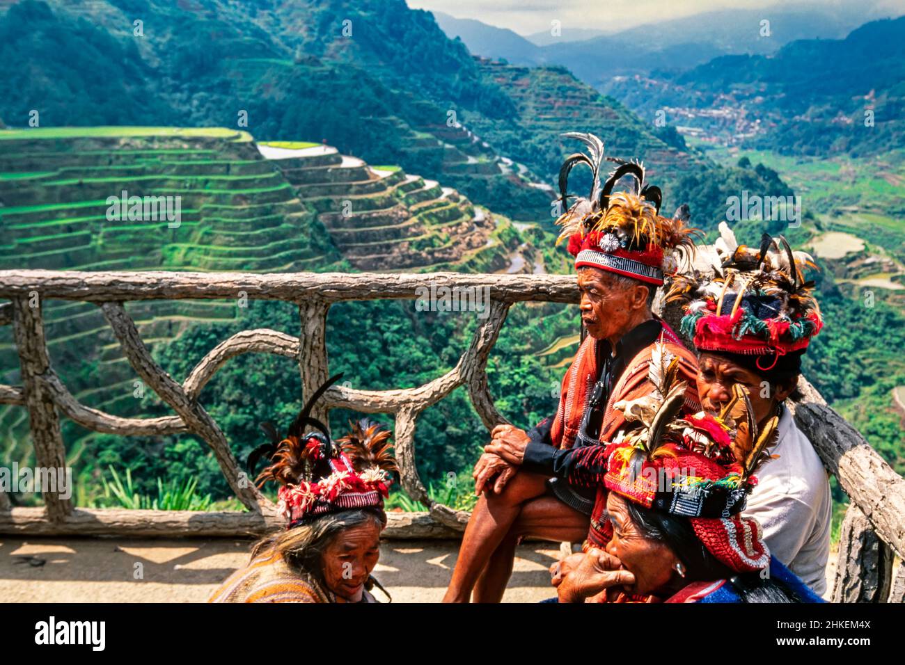 Tribu Ifugao aux terrasses de riz Banaue, Ifugao, Philippines Banque D'Images