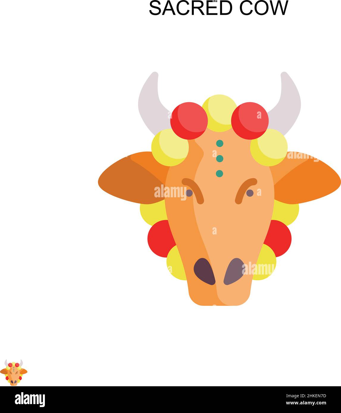 Icône de vecteur simple de vache sacrée.Modèle de conception de symbole d'illustration pour élément d'interface utilisateur Web mobile. Illustration de Vecteur