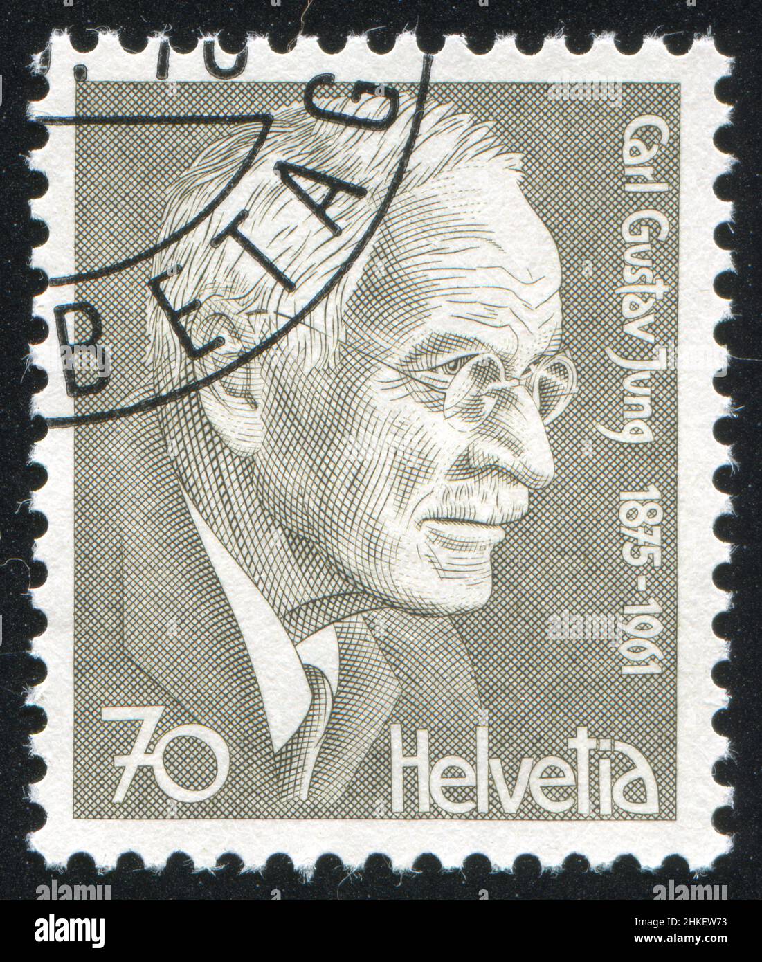 SUISSE - VERS 1978: Timbre imprimé par la Suisse, montre Carl Gustav Jung, vers 1978 Banque D'Images