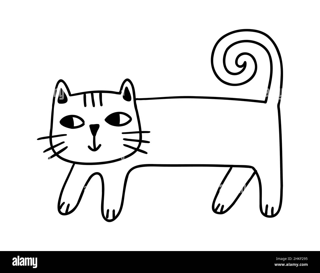 Joli chat à la main.Drôle de chaton de dindle.Illustration de dessin animé vectoriel Illustration de Vecteur