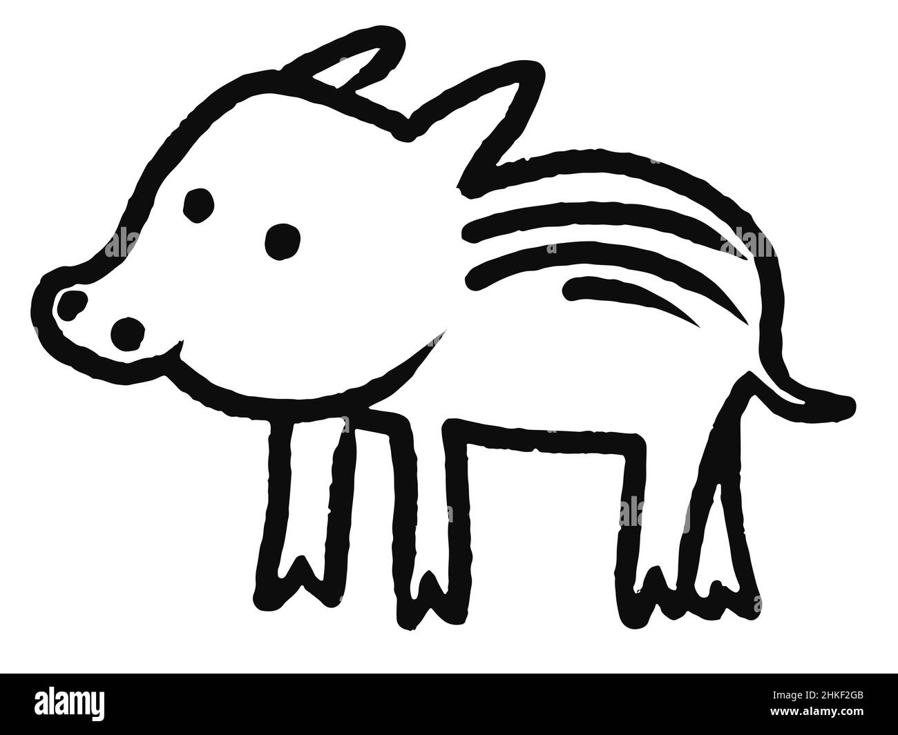 Dessin de la ligne Cute Line de baby-boar sauvage.Motif d'illustration vectoriel pour un motif d'impression Illustration de Vecteur