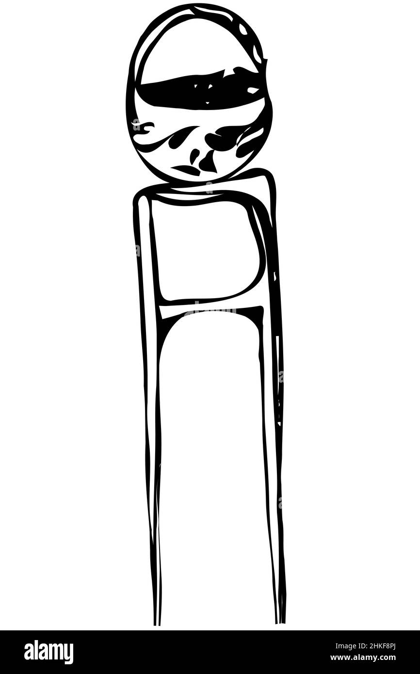 dessin vectoriel noir et blanc d'un panier en osier vide Banque D'Images