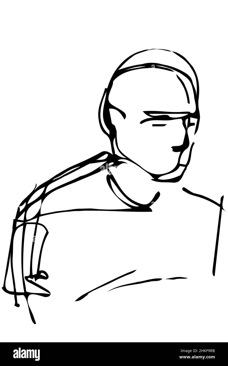 Dessin vectoriel noir et blanc pour un portrait d'un homme adulte Banque D'Images