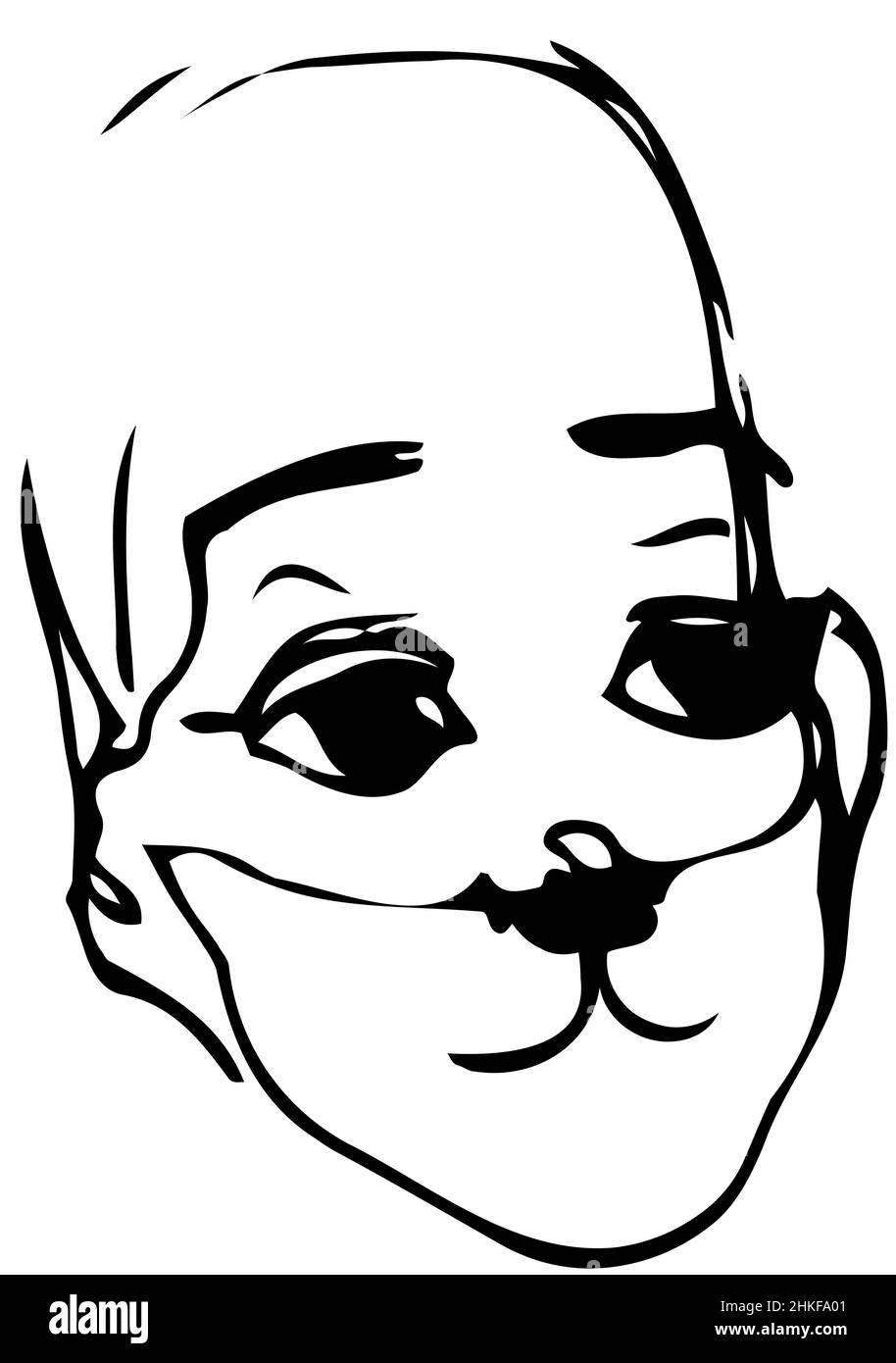 le clown noir et blanc d'esquisse de vecteur semblable à chien animal Banque D'Images