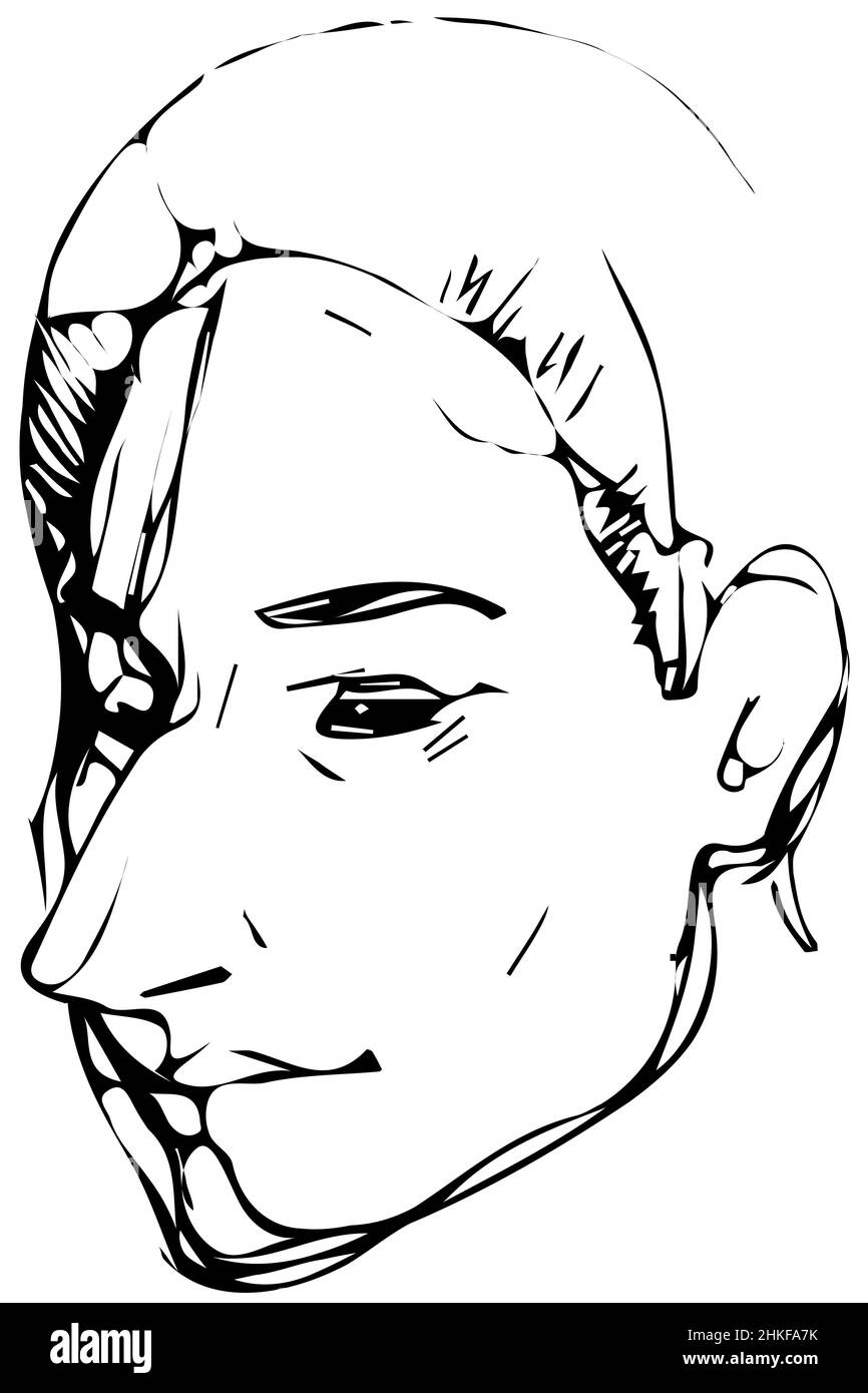 dessin vectoriel noir et blanc pour un portrait d'une femme adulte Banque D'Images