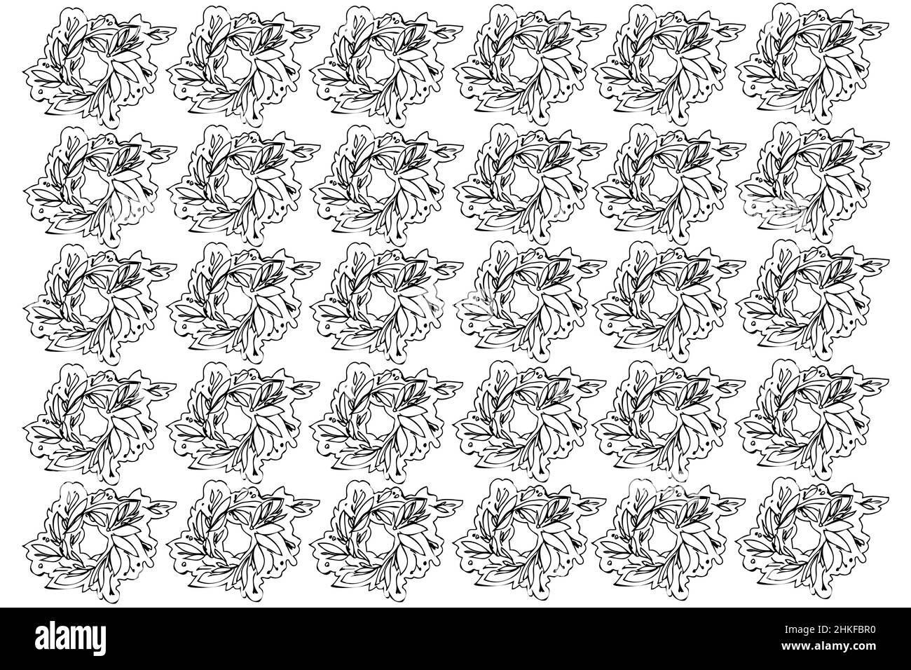 Dessin vectoriel noir et blanc motif abstrait des couronnes Banque D'Images