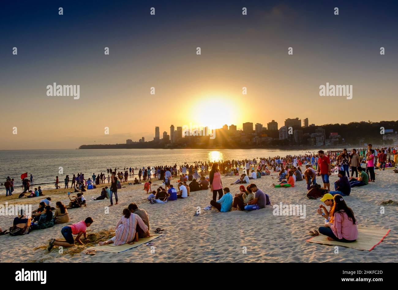 Girgaum Chowpatty Beach , Mumbai Inde Banque D'Images