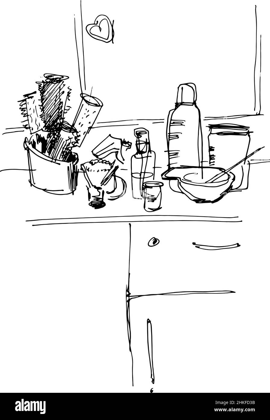 barber principal de la table de la station de travail d'images en noir et blanc Banque D'Images