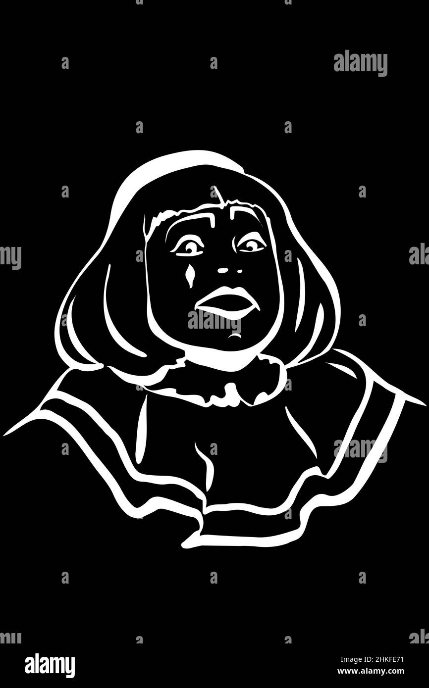 dessin vectoriel noir et blanc mime blanc souriant Banque D'Images