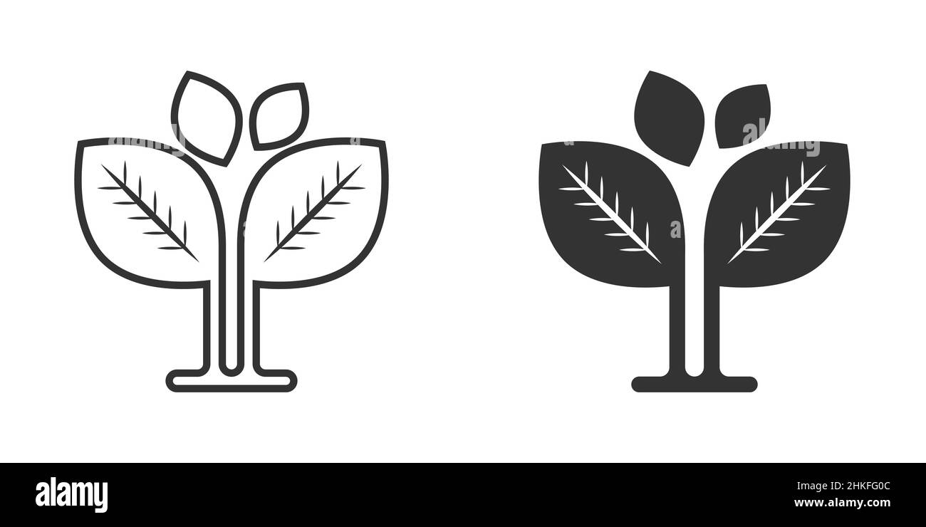 Icône feuille en style plat.Illustration du vecteur végétal sur fond blanc isolé.Concept d'affaires de panneau de fleurs. Illustration de Vecteur