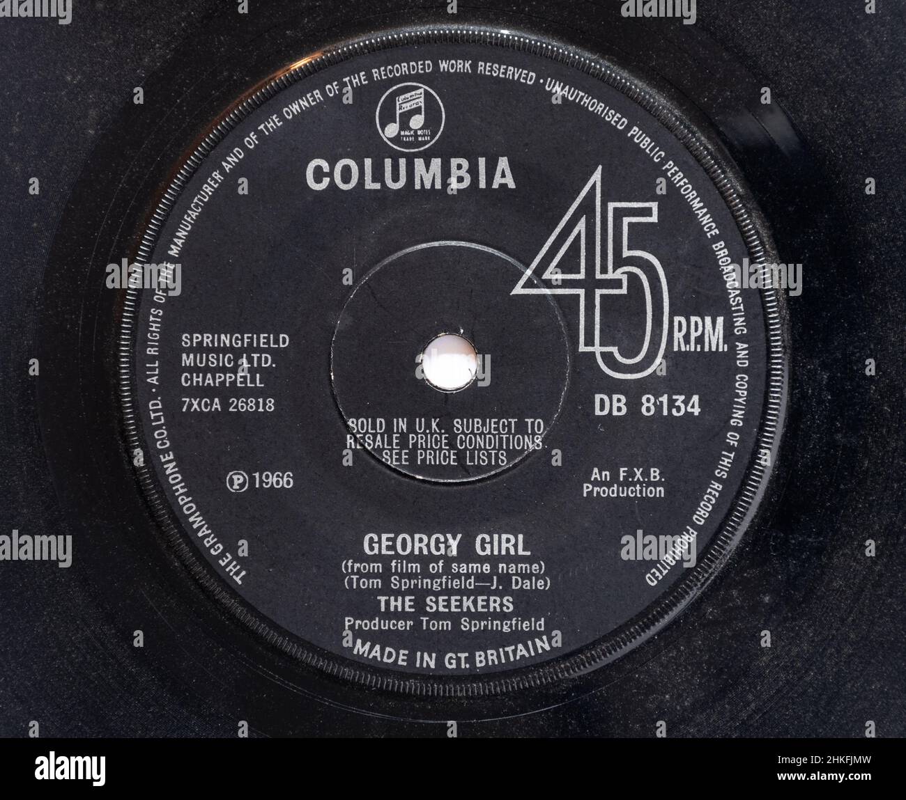 Georgy Girl par The Seekers, une photo de stock du 7' single vinyle 45 tr/min record Banque D'Images