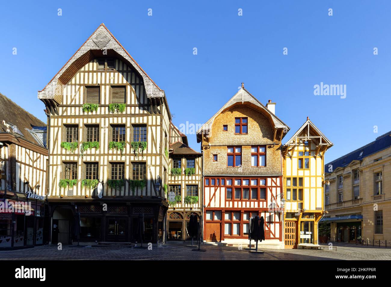France, Aube, Troyes, maison à colombages ou maison à ossature bois, place Alexandre Israël Banque D'Images