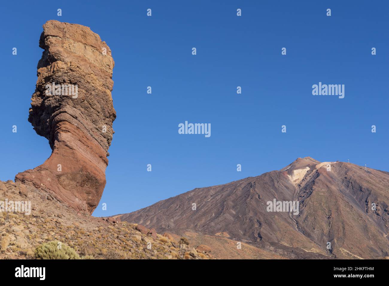 Espagne, Iles Canaries, Tenerife, Parc National du Teide, classé au patrimoine mondial de l'UNESCO, El Teide, Roque Cinchado Banque D'Images