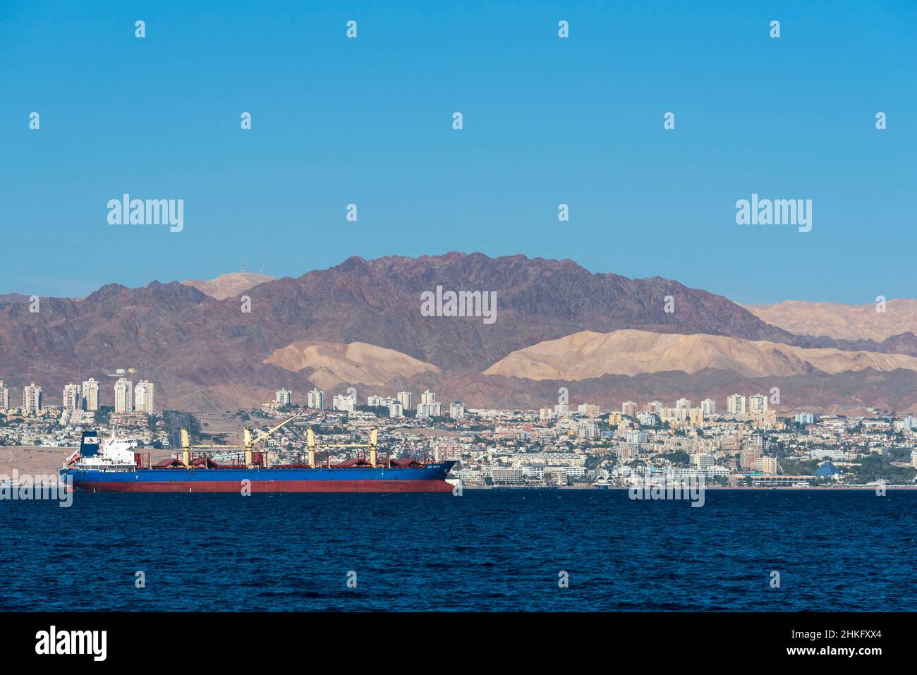 Israël, Eilat, du port d'Aqaba en Jordanie Banque D'Images