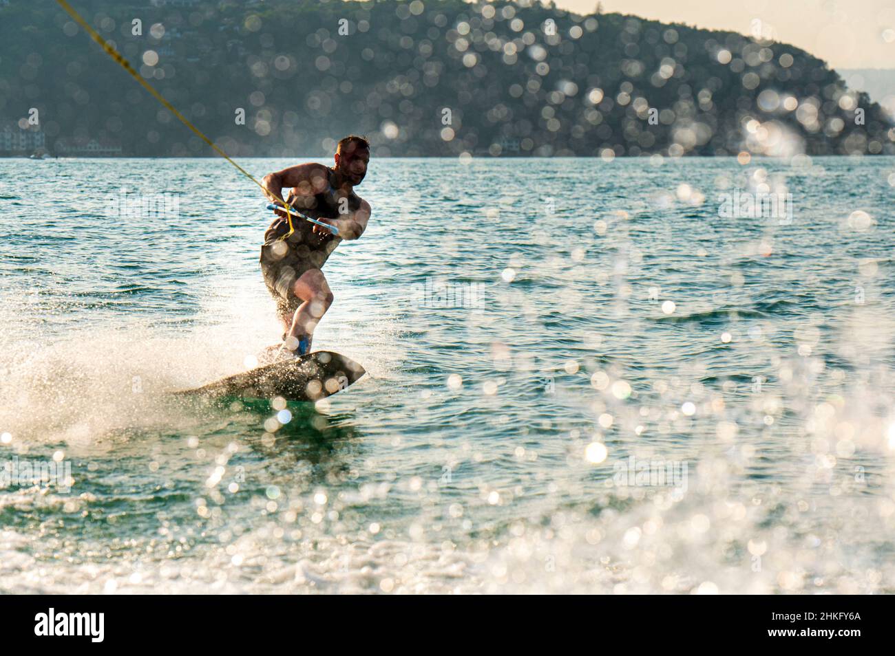 France, haute-Savoie (74), Annecy, Lac d'Annecy, wakeboarder Banque D'Images