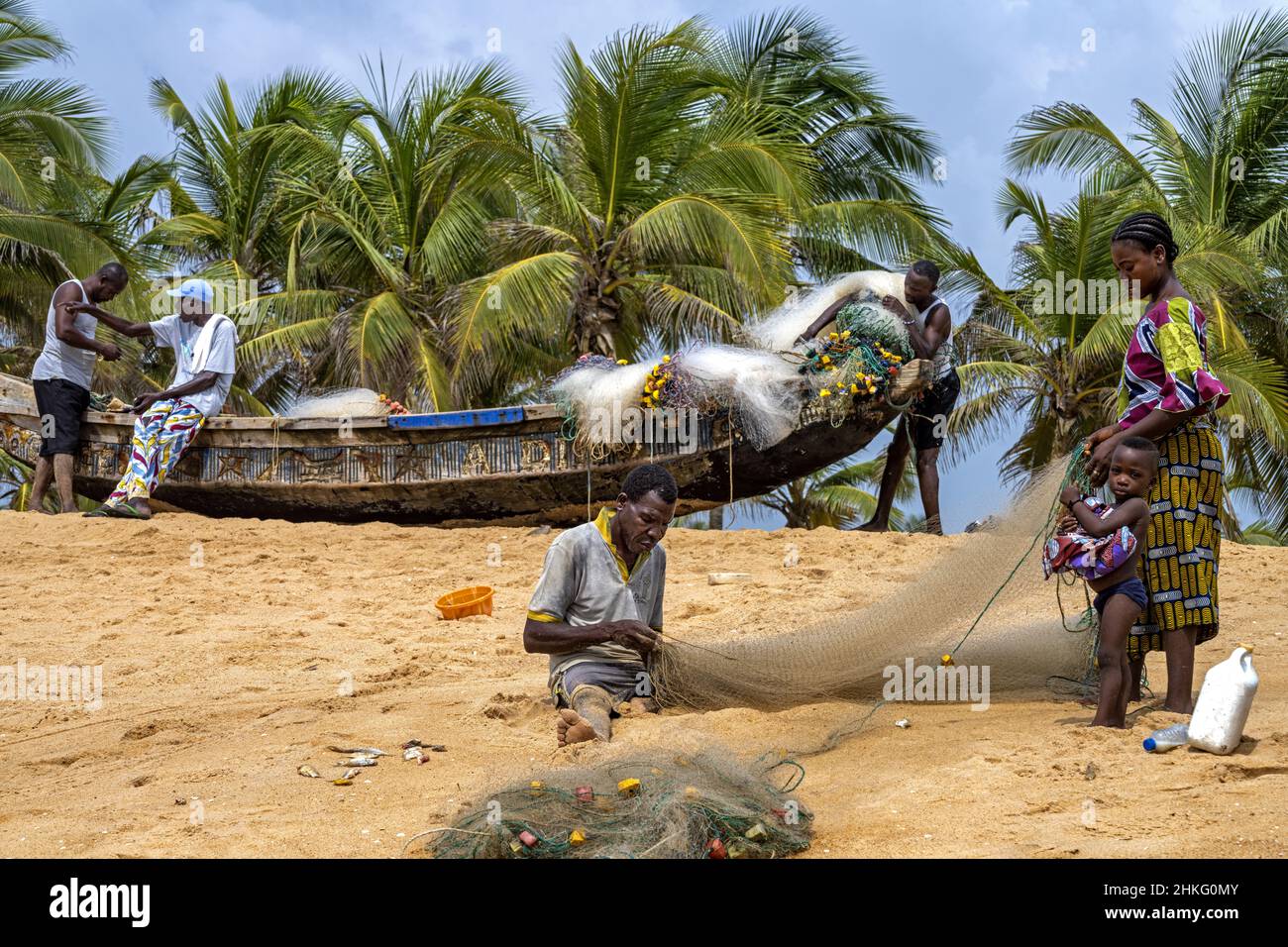 Bénin, Grand Popo, pêcheurs Banque D'Images