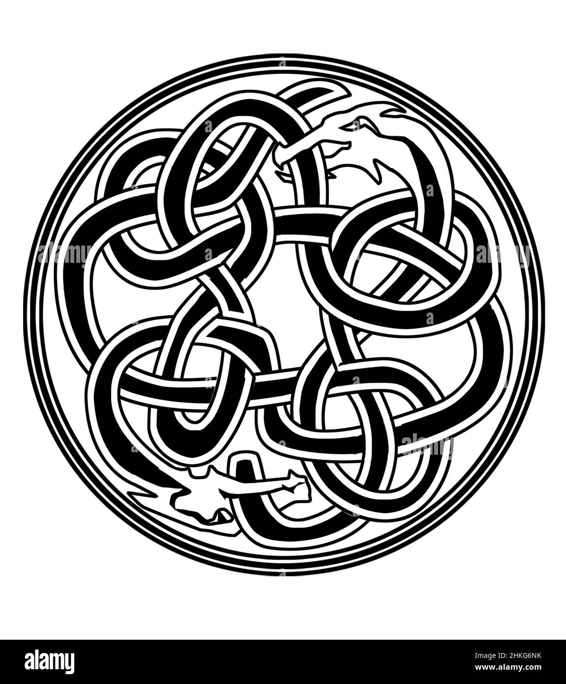 Culture nordique avec motif rond et dragons Banque D'Images