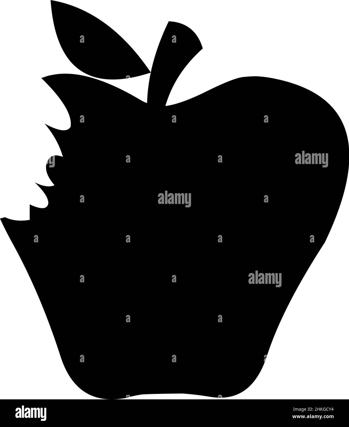 Illustration vectorielle de la silhouette noire d'une pomme mordue Illustration de Vecteur