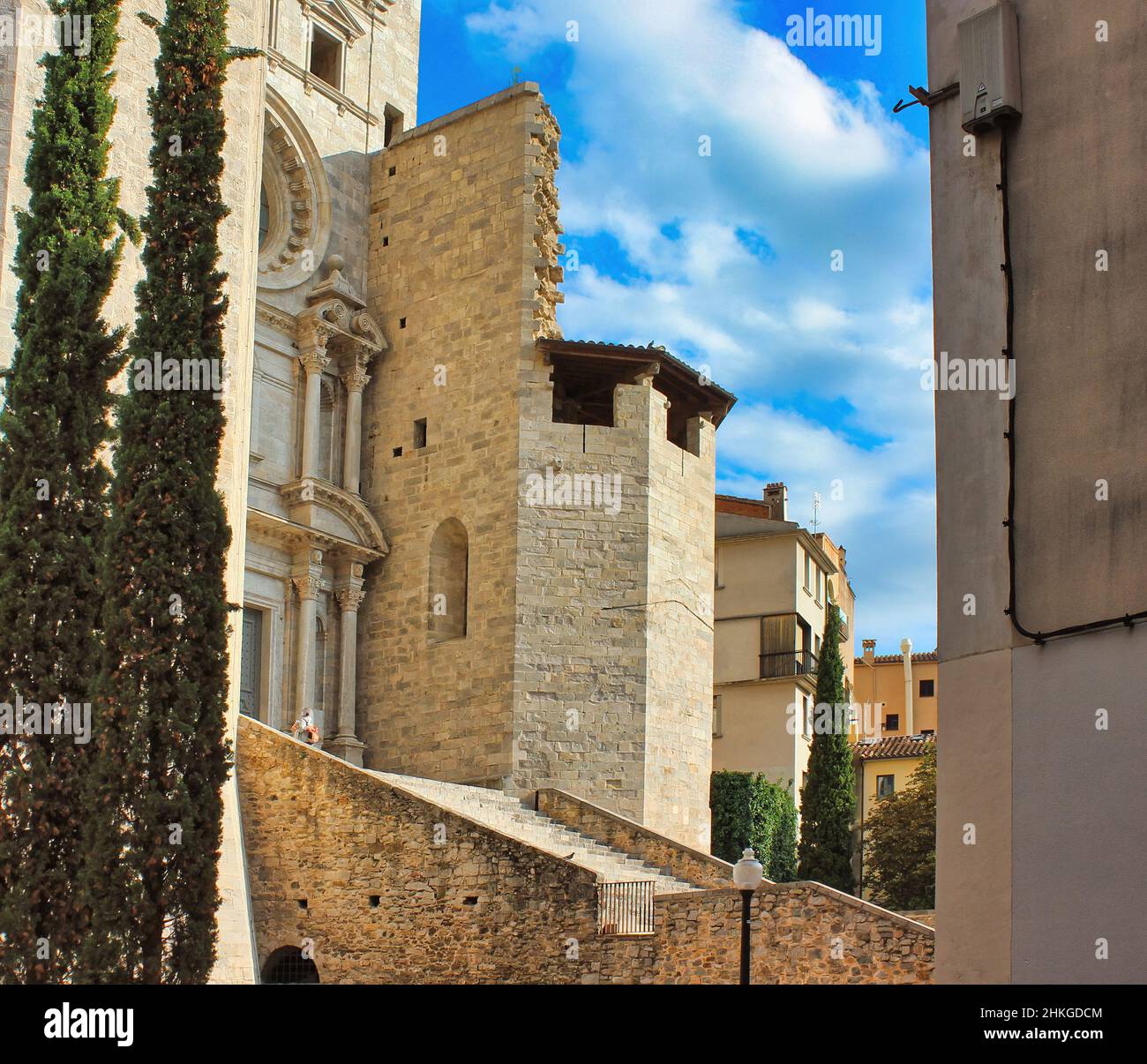 La Collégiale de Saint Felix (Collégiata de Sant Feliu) est une basilique dédiée à Saint Felix dans la ville espagnole de Gérone, Banque D'Images