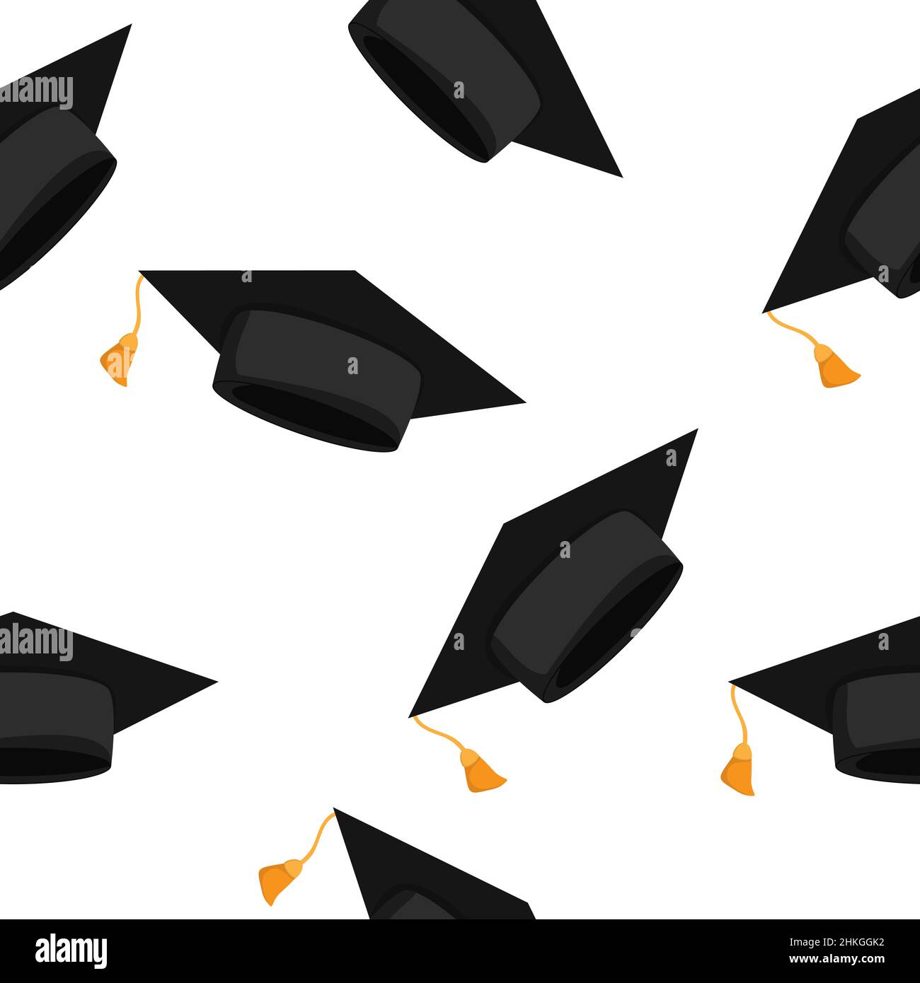 Motif sans couture avec casquette haute.Illustration vectorielle.Arrière-plan de la capsule de graduation abstraite Illustration de Vecteur