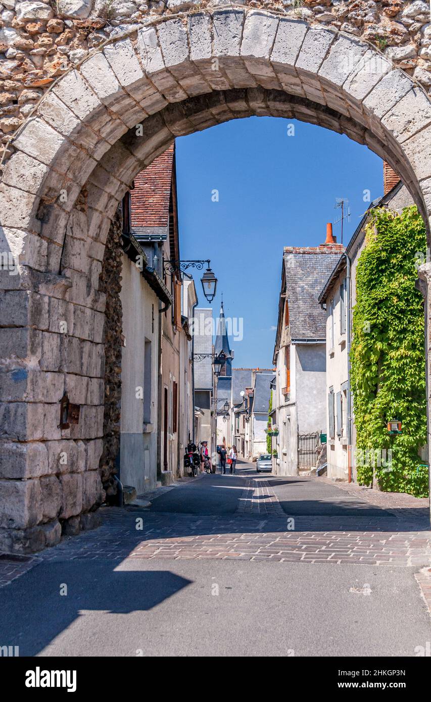 Porte dans les murs de la vieille ville, Montbazon Banque D'Images