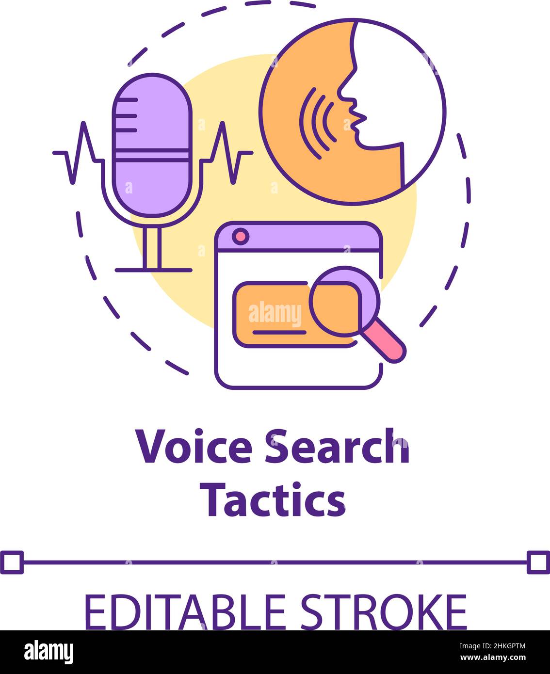 Icône de concept de tactiques de recherche vocale Illustration de Vecteur