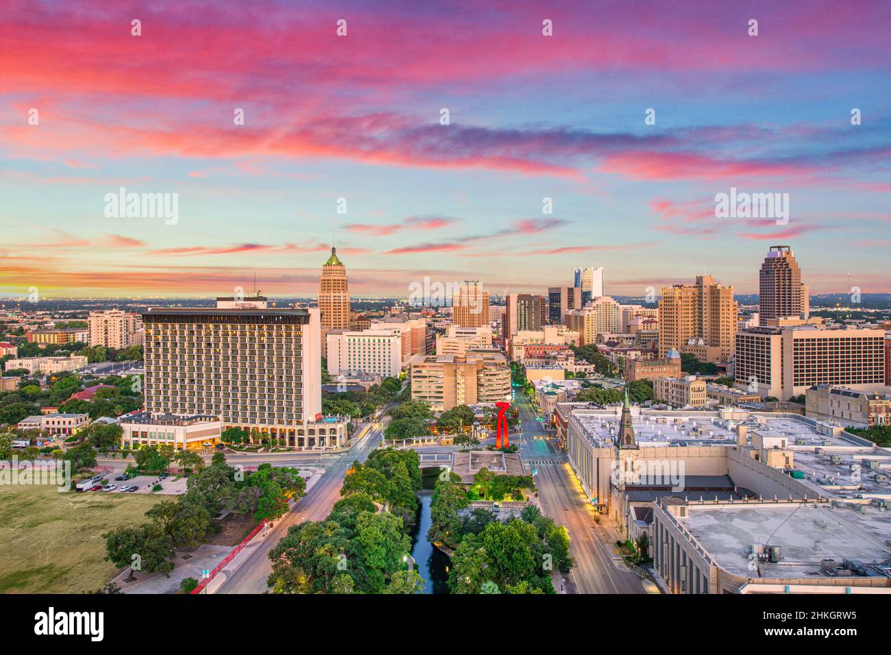 San Antonio, Texas, États-Unis Drone Skyline Aerial Panorama Banque D'Images