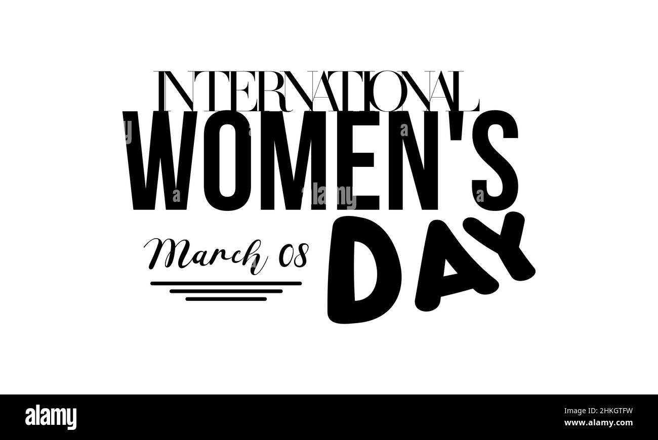Journée internationale de la femme.Forme de calligraphie style modèle vectoriel de conception pour bannière, carte, affiche, arrière-plan. Illustration de Vecteur