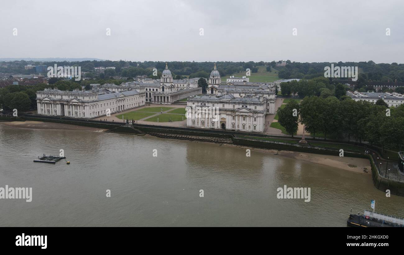 Greenwich Naval College Londres UK été vue aérienne drone , Banque D'Images