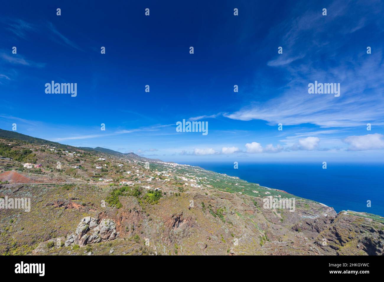 Vue de San Bartolome sur la côte est de la Palma, Espagne dans un canyon. Banque D'Images