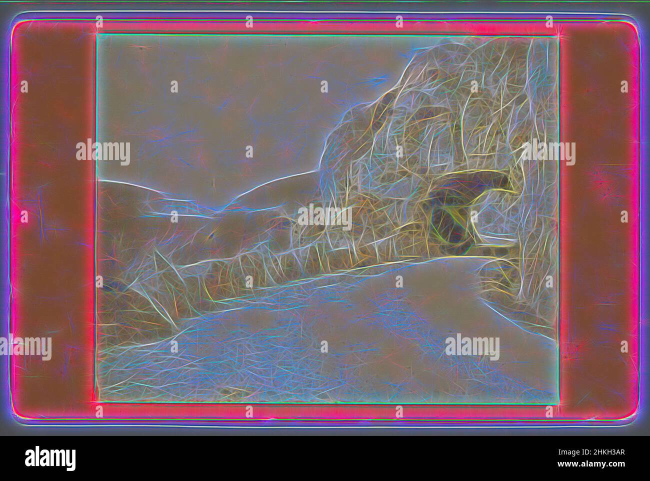 Inspiré par la route de montagne au-dessus du Schlucht près du Chalet Hartmann, la Schlucht. Chalet Hartmann, sites des Vosges, éditeur: Adolphe Braun & Cié., Vogezen, éditeur: Dornach, 1881 - 1900, papier, Imprimé albumine, hauteur 68 mm × largeur 107 mm, repensé par Artotop. L'art classique réinventé avec une touche moderne. Conception de lumière chaleureuse et gaie, de luminosité et de rayonnement de lumière. La photographie s'inspire du surréalisme et du futurisme, embrassant l'énergie dynamique de la technologie moderne, du mouvement, de la vitesse et révolutionne la culture Banque D'Images