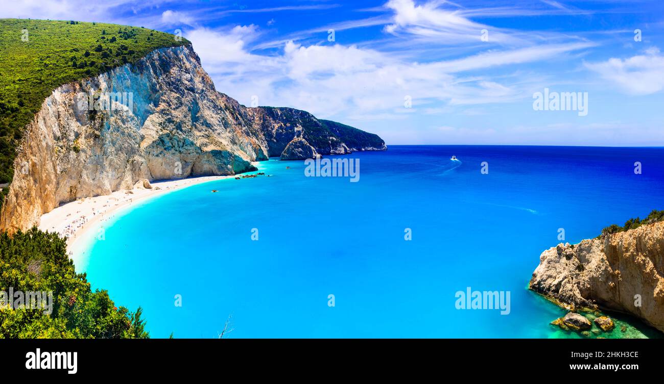 Les meilleures et les plus belles plages de Grèce - porto Katsiki avec mer turquoise à Lefkada, île Ionienne. Banque D'Images