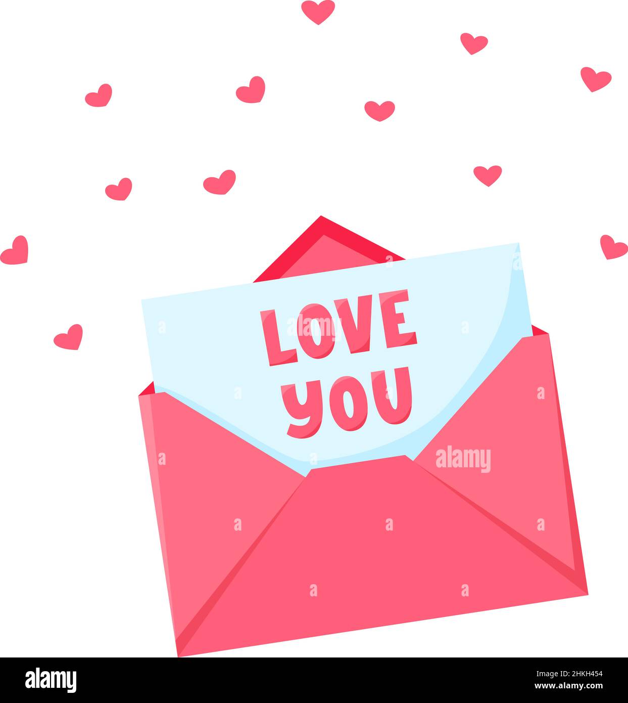 Lettre D Amour En Enveloppe Avec Decoration De Coeur Carte De Saint Valentin Avec Note Message D Amour Illustration Vectorielle Image Vectorielle Stock Alamy