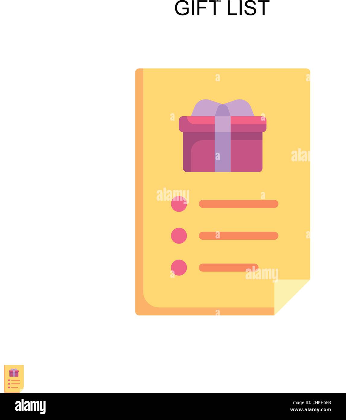 Icône de vecteur simple de la liste de cadeaux.Modèle de conception de symbole d'illustration pour élément d'interface utilisateur Web mobile. Illustration de Vecteur